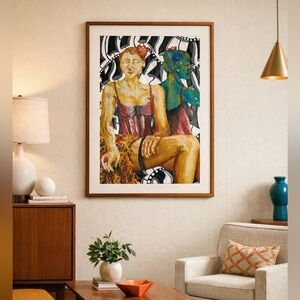 Hand Painted Contemporary, Mid Century Style Art On Regular Paper, No Frame!!